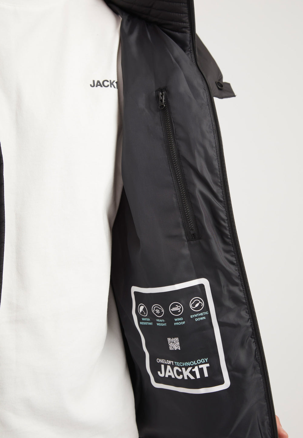 EZ Water ONELOFT Puffer Racer Jacket Matt Black detail shot by JACK1T