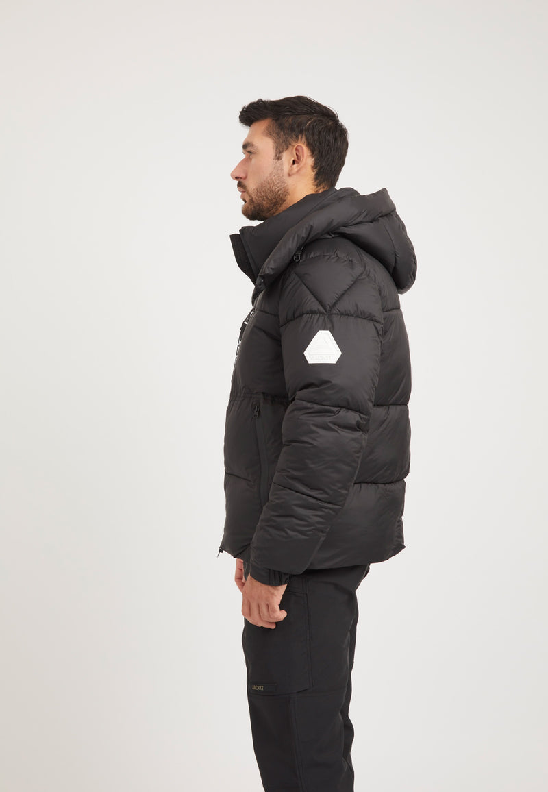 EZ Water ONELOFT Puffer Racer Jacket Matt Black on model back view by JACK1T