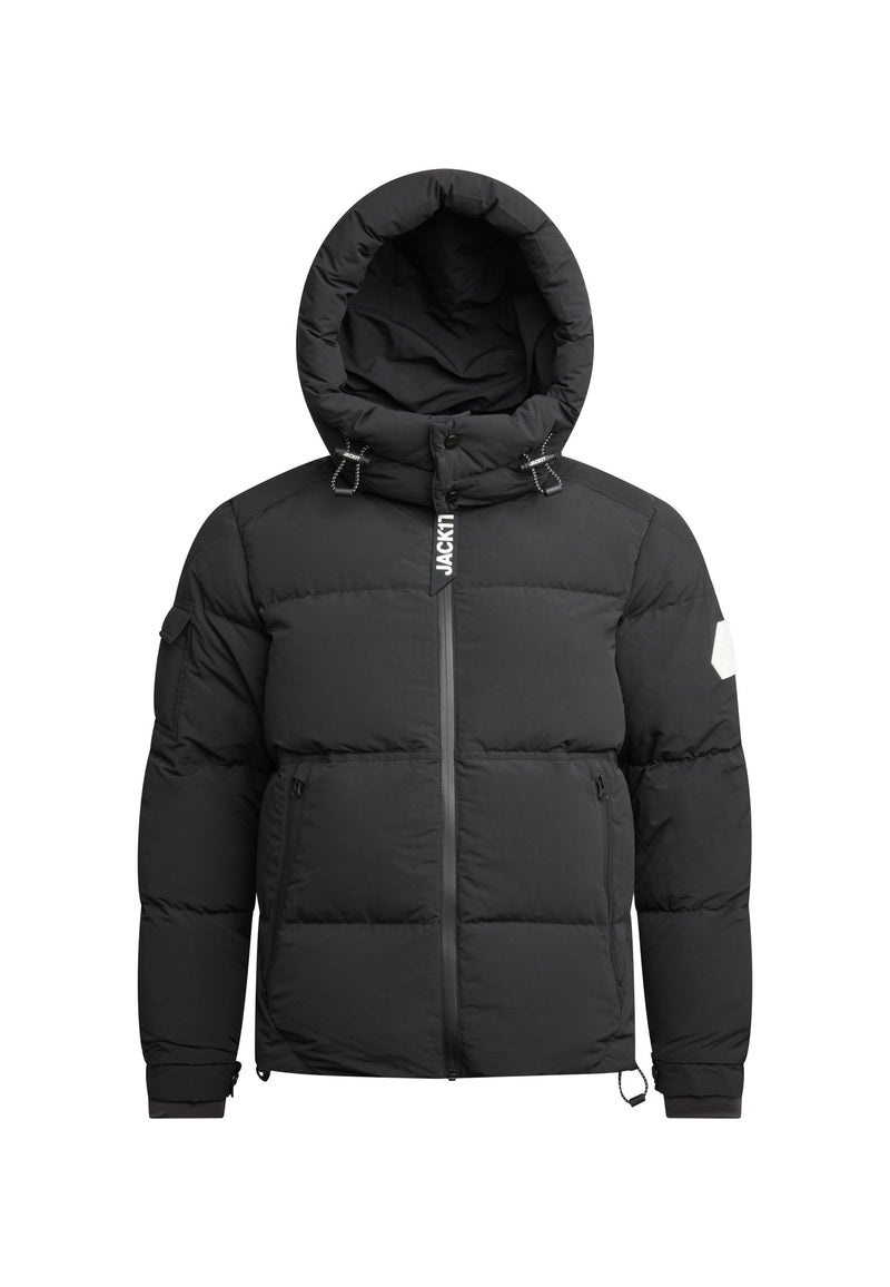 EZ Water ONELOFT Puffer Racer Jacket Matt Black flat lay swatch