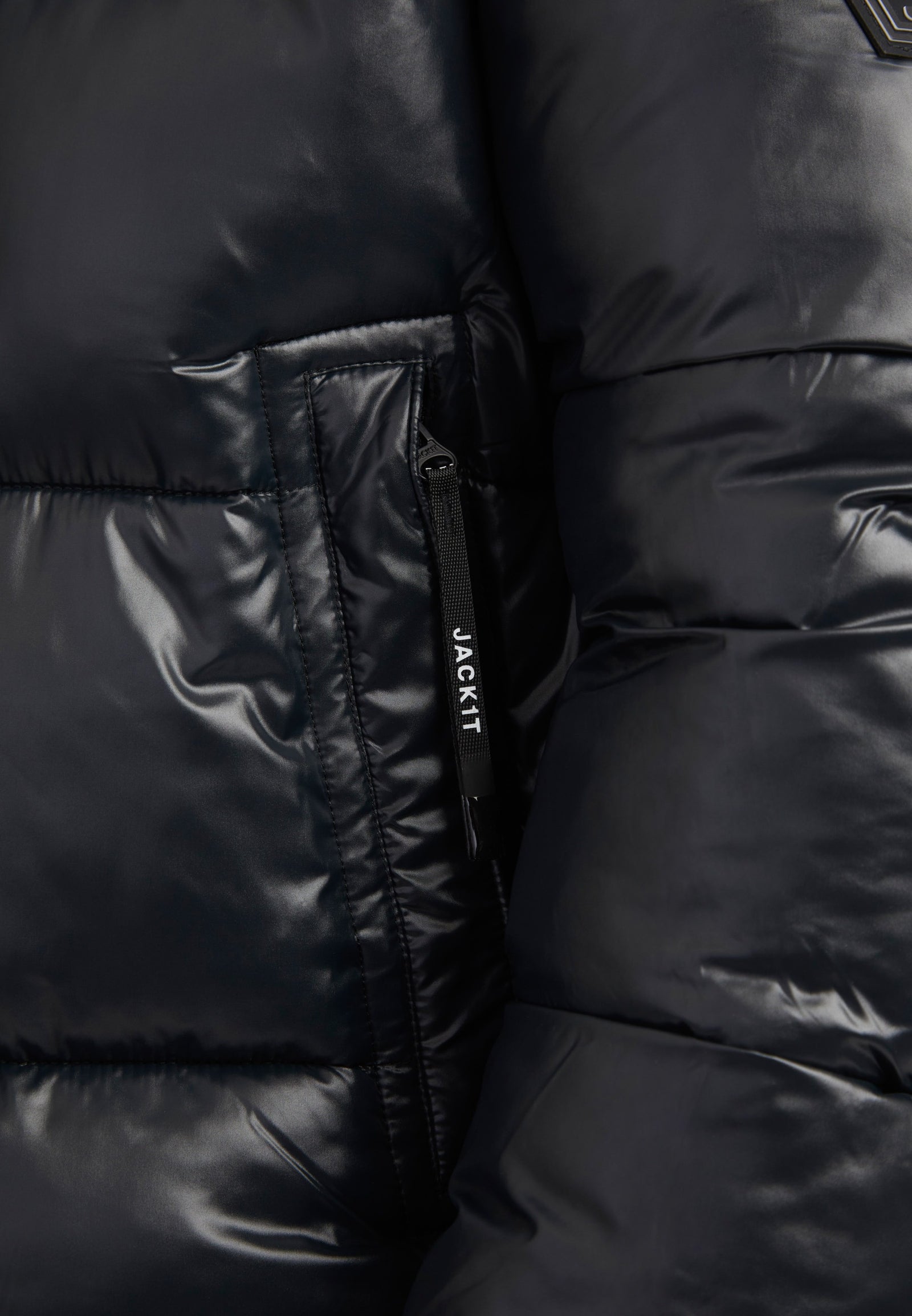 EZ Placket Racer Jacket Black detail shot by JACK1T