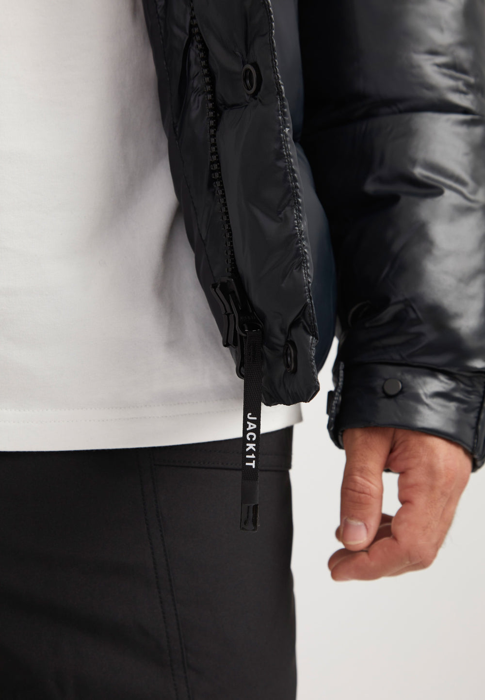 EZ Placket Racer Jacket Black detail shot by JACK1T