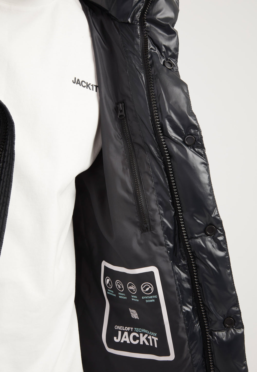 EZ Placket Racer Jacket Black detail shot by JACK1T