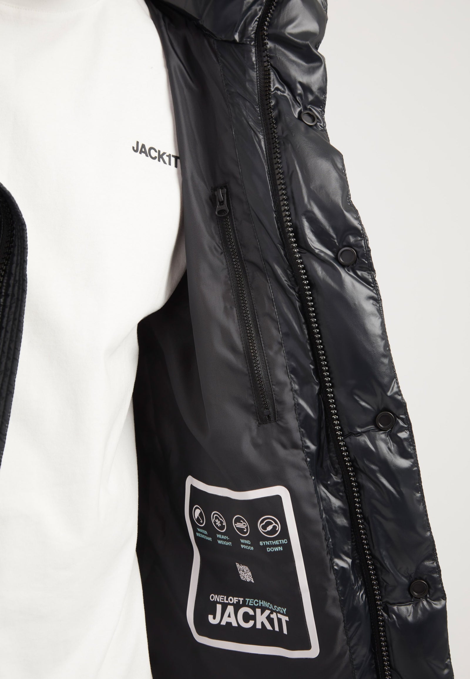 EZ Placket Racer Jacket Black detail shot by JACK1T