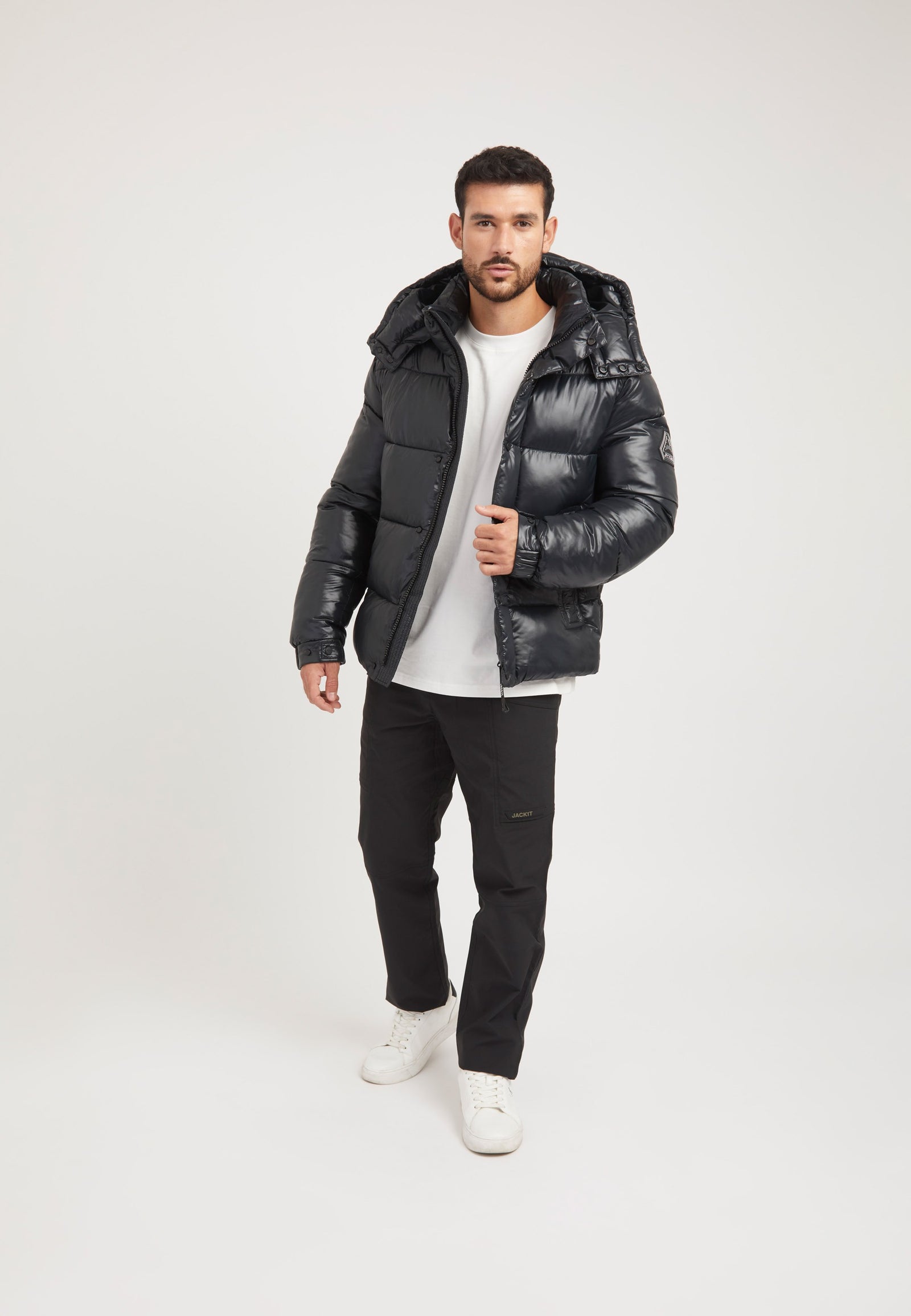 EZ Placket Racer Jacket Black on model detail by JACK1T