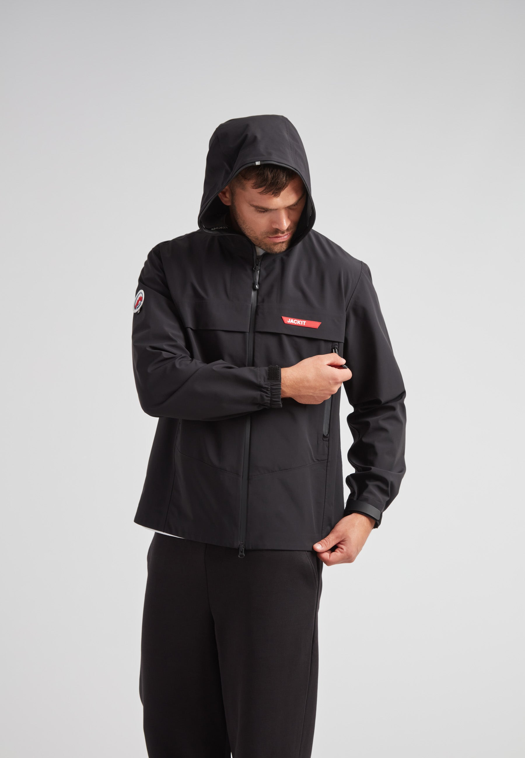 ENGINEHAWK ジェットブラック ジャケット Xenon R3D Waterproof Jacket in Black | JACK1T
