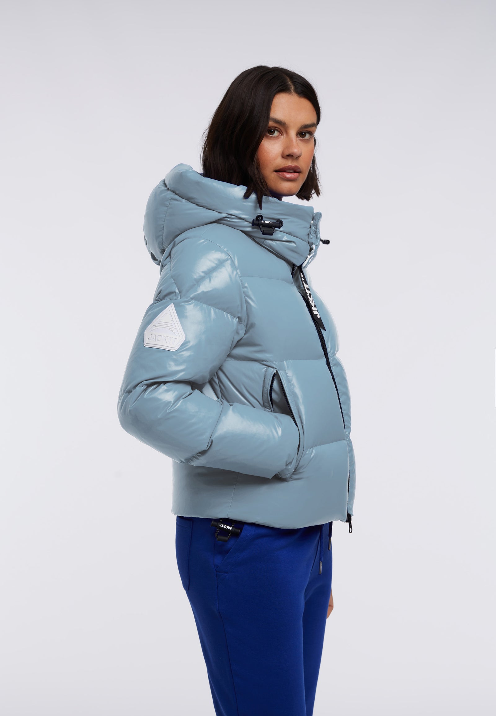 Powder blue puffer coat online