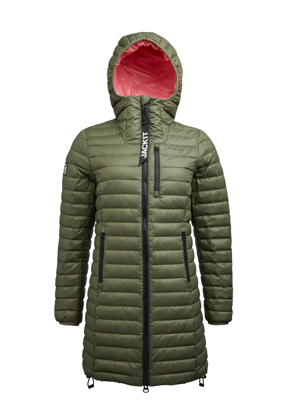 SATEL1TE Longline Down Coat flat lay swatch