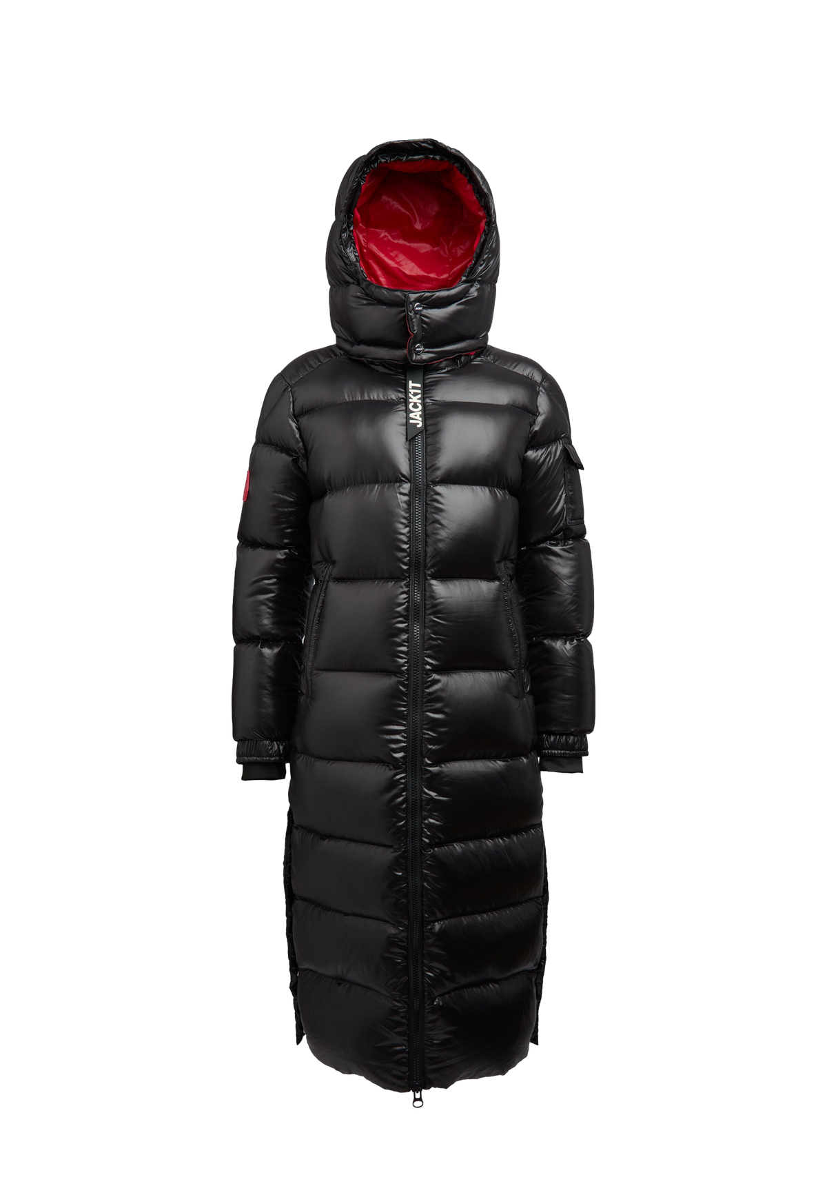 EZ Slick Puffer Hooded Ultra Long Jacket flat lay swatch