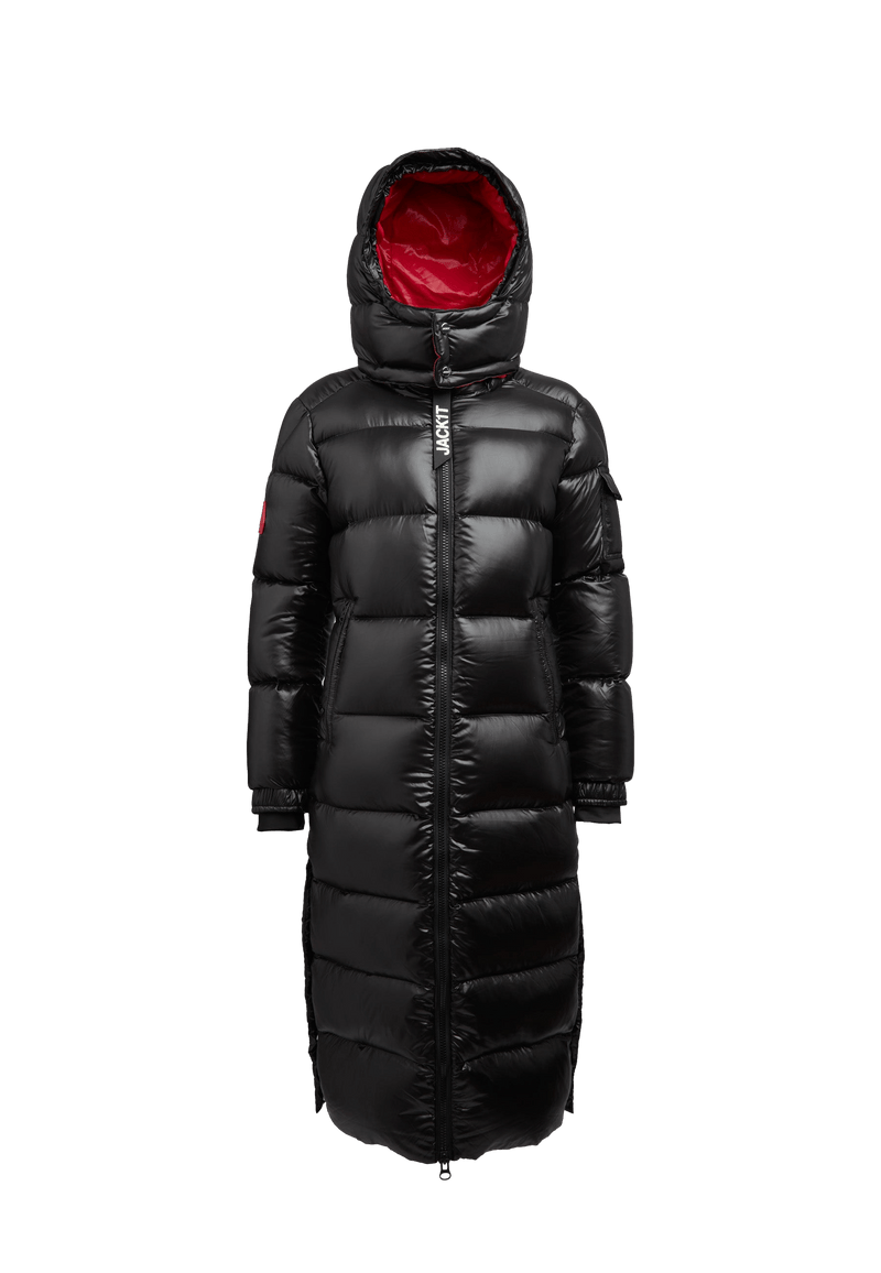 EZ Slick Puffer Hooded Ultra Long Jacket flat lay swatch