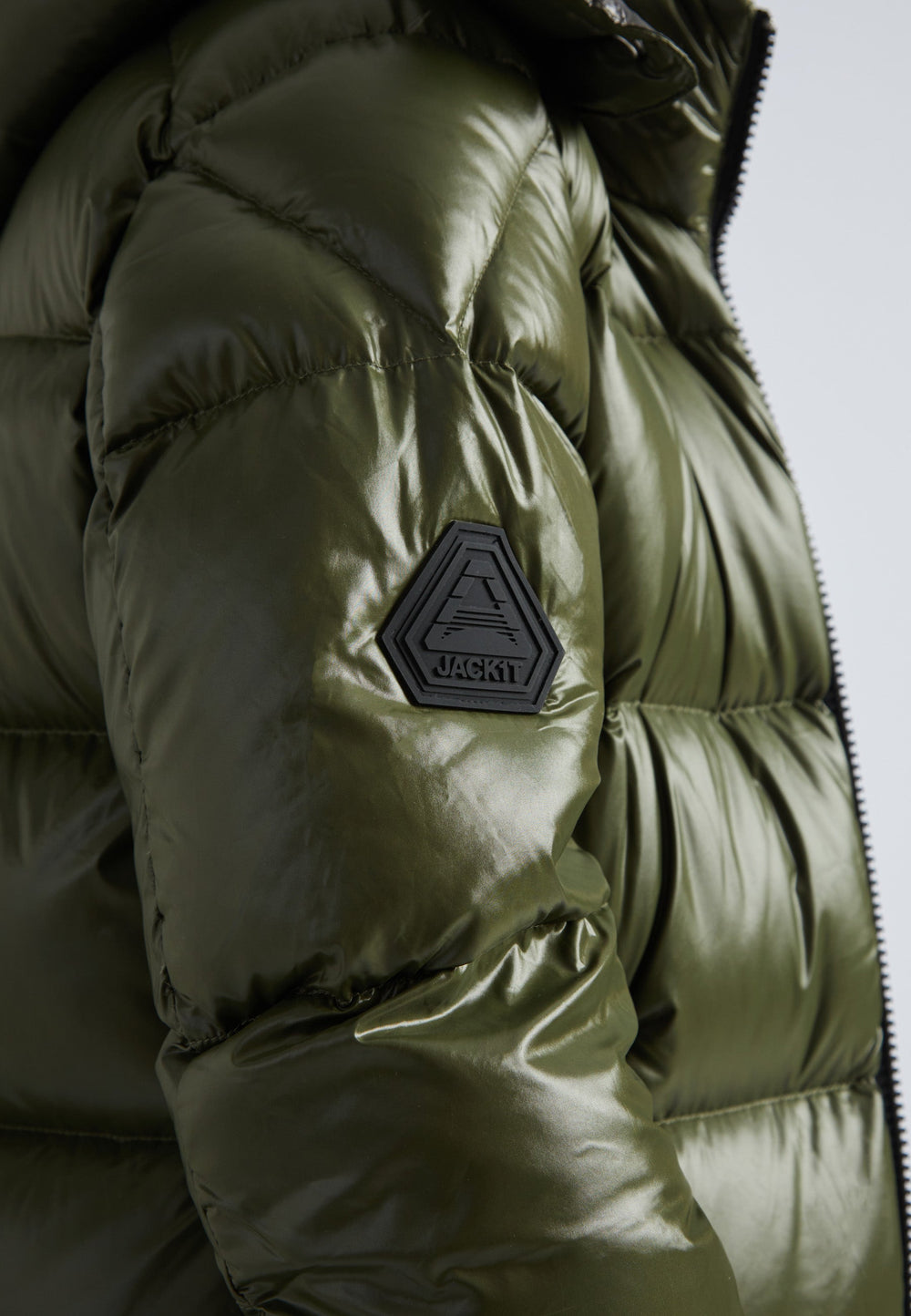 EZ Slick Puffer Hooded Ultra Long Jacket Olive by JACK1T