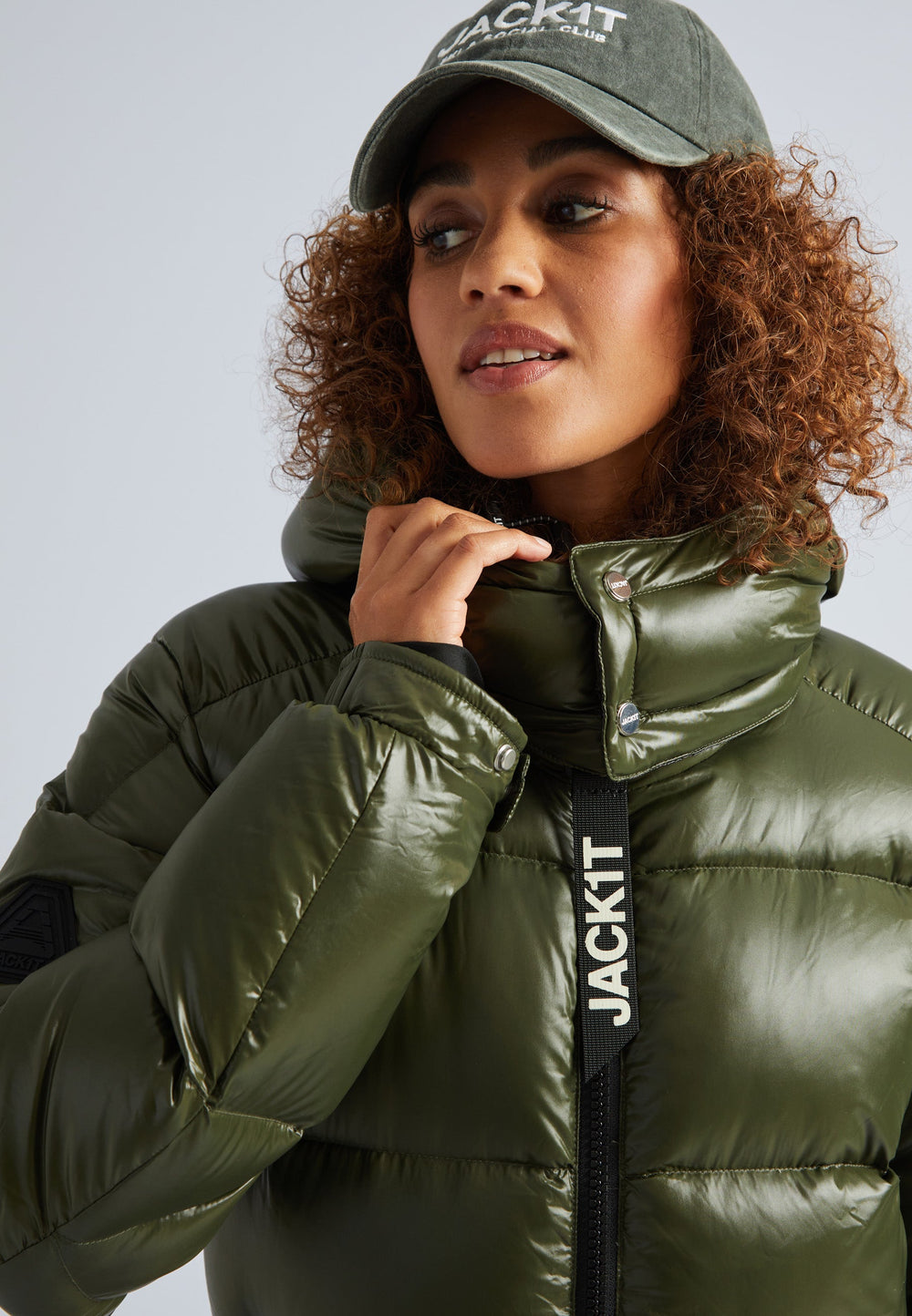 EZ Slick Puffer Hooded Ultra Long Jacket Olive by JACK1T