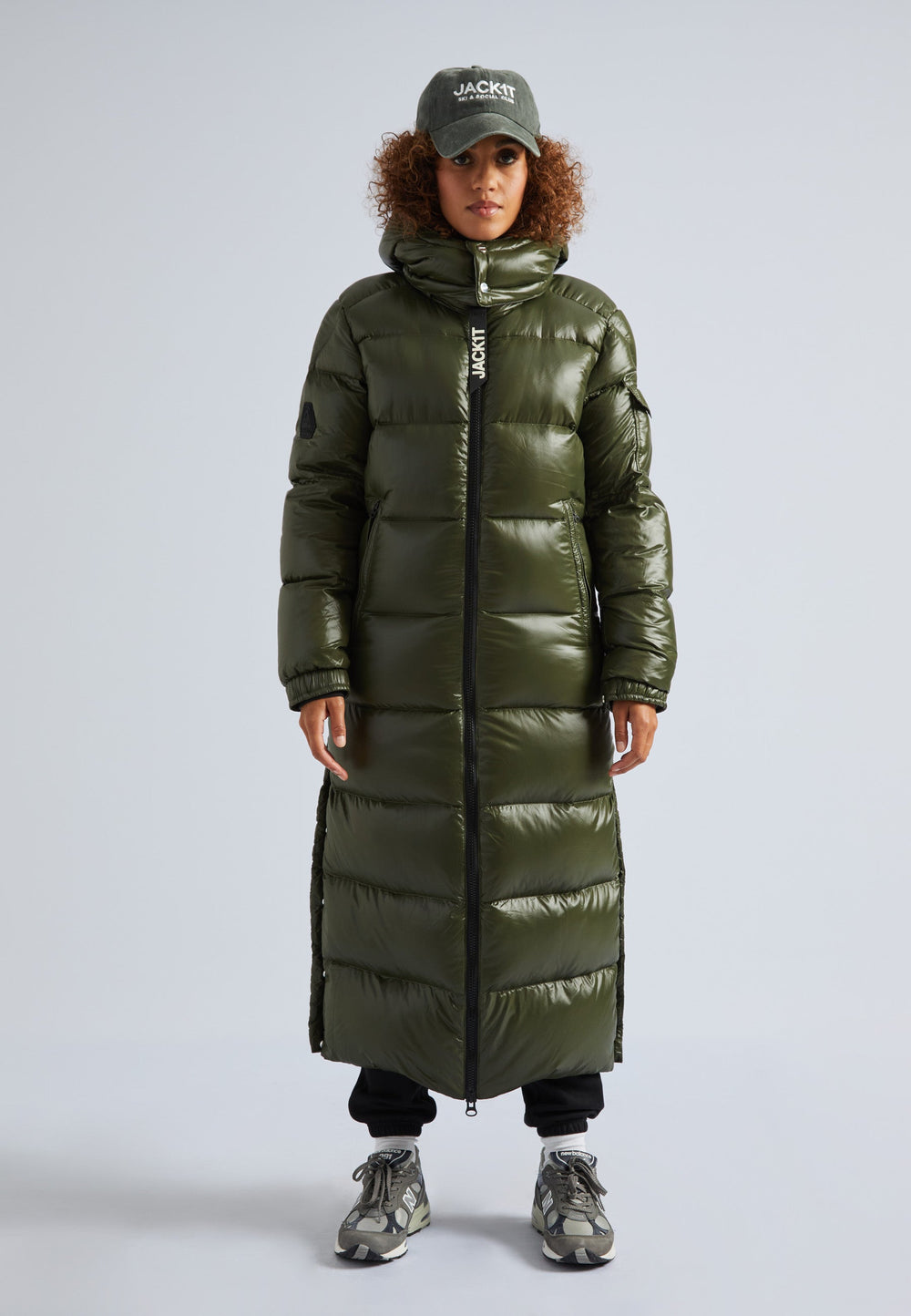 EZ Slick Puffer Hooded Ultra Long Jacket Olive by JACK1T