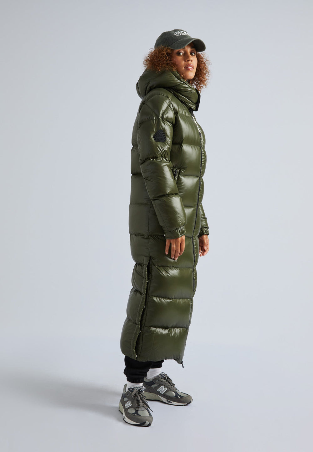 EZ Slick Puffer Hooded Ultra Long Jacket Olive by JACK1T