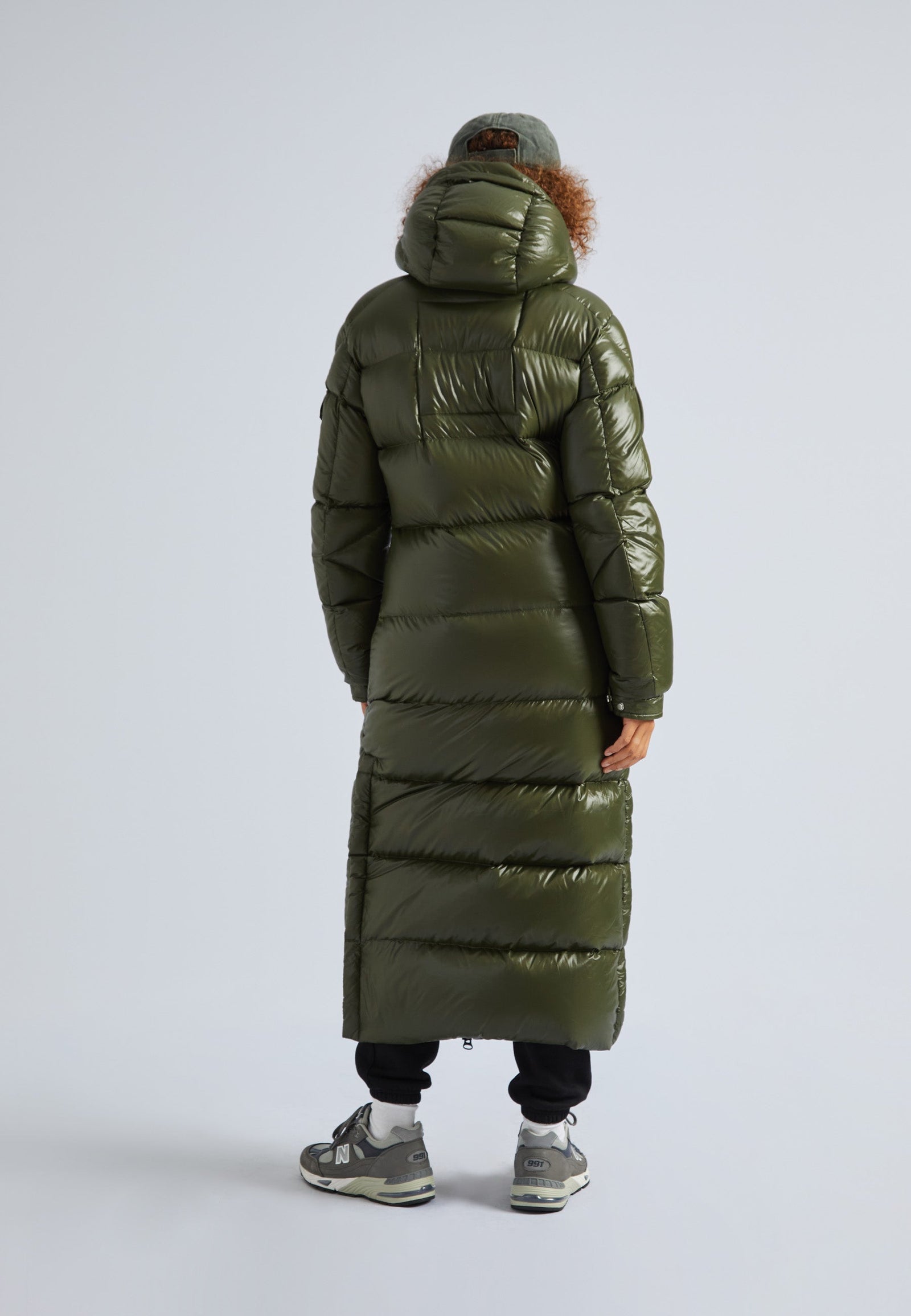 EZ Slick Puffer Hooded Ultra Long Jacket Olive by JACK1T