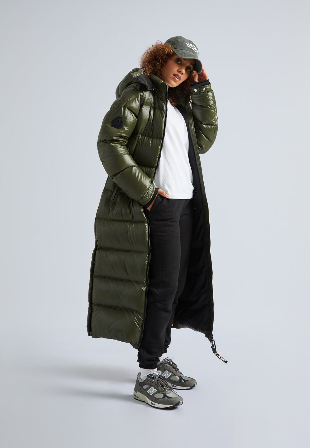 EZ Slick Puffer Hooded Ultra Long Jacket Olive by JACK1T