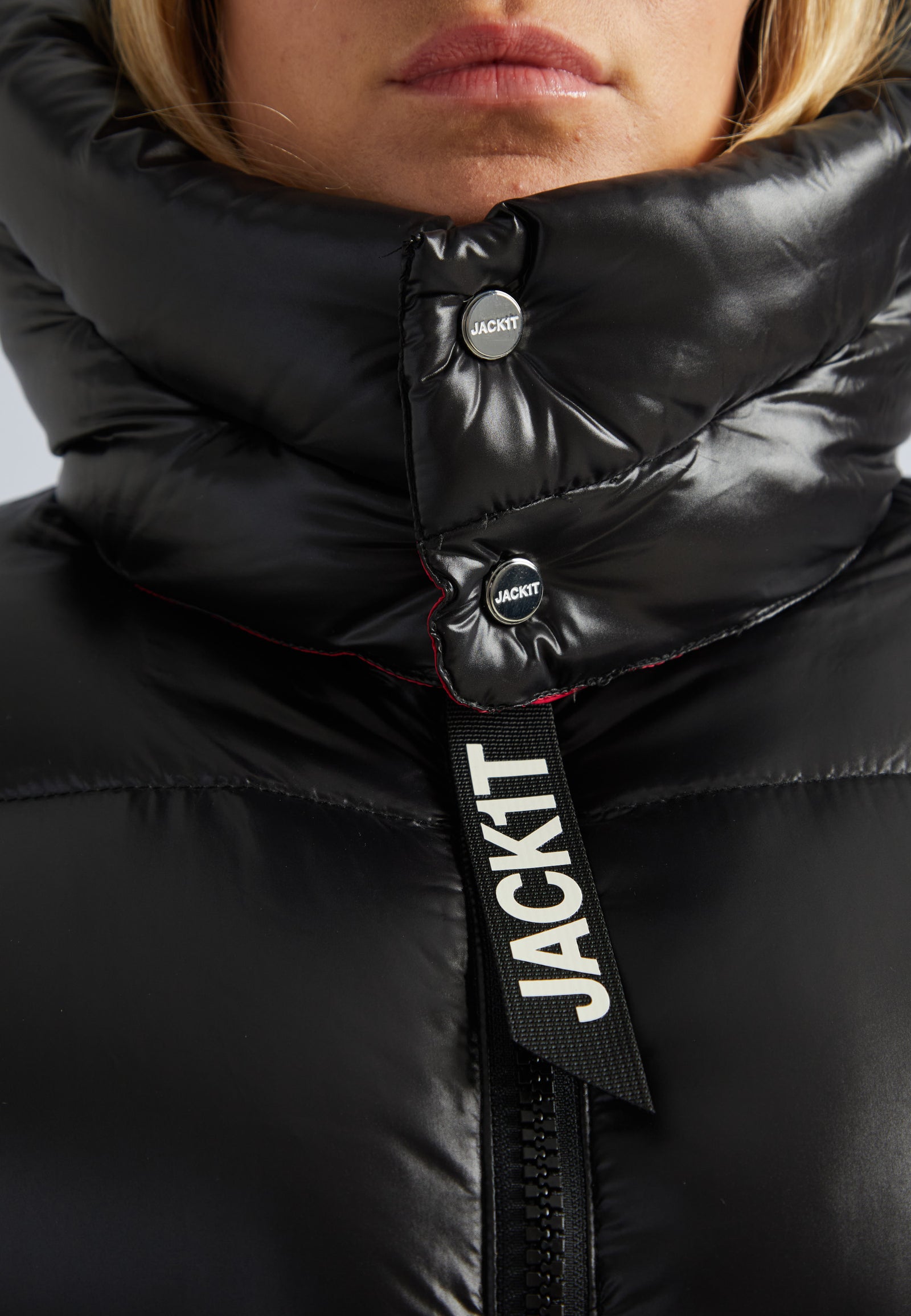 Shop EZ Slick Puffer Hooded Jacket V2 in Black/Pink | JACK1T