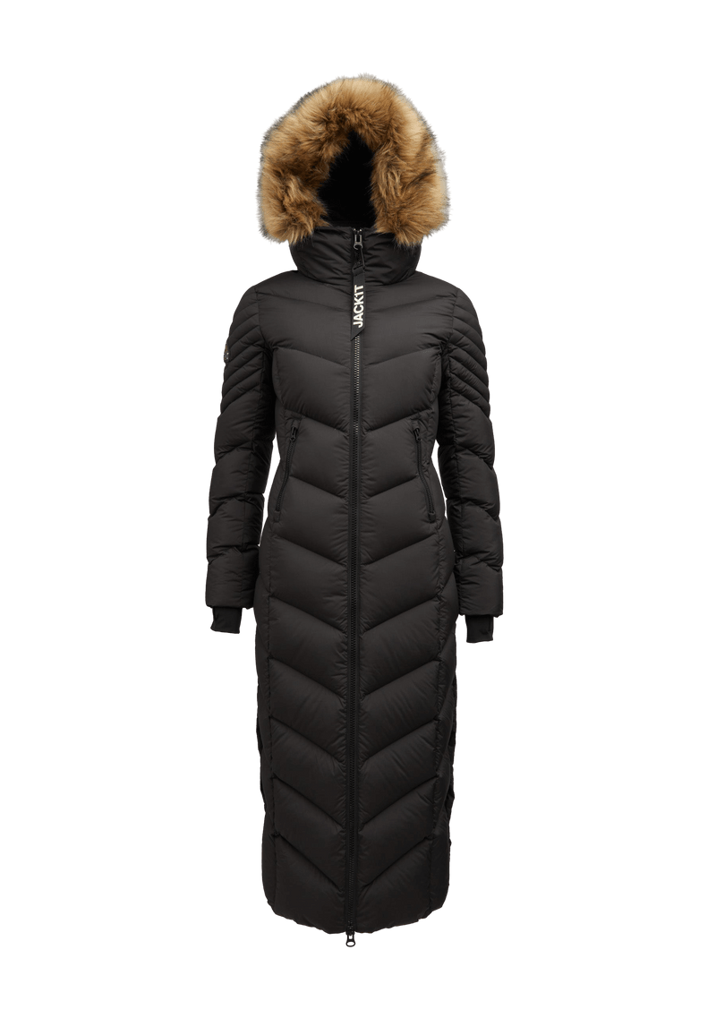 Vector Down Coat Black Natural flat lay swatch