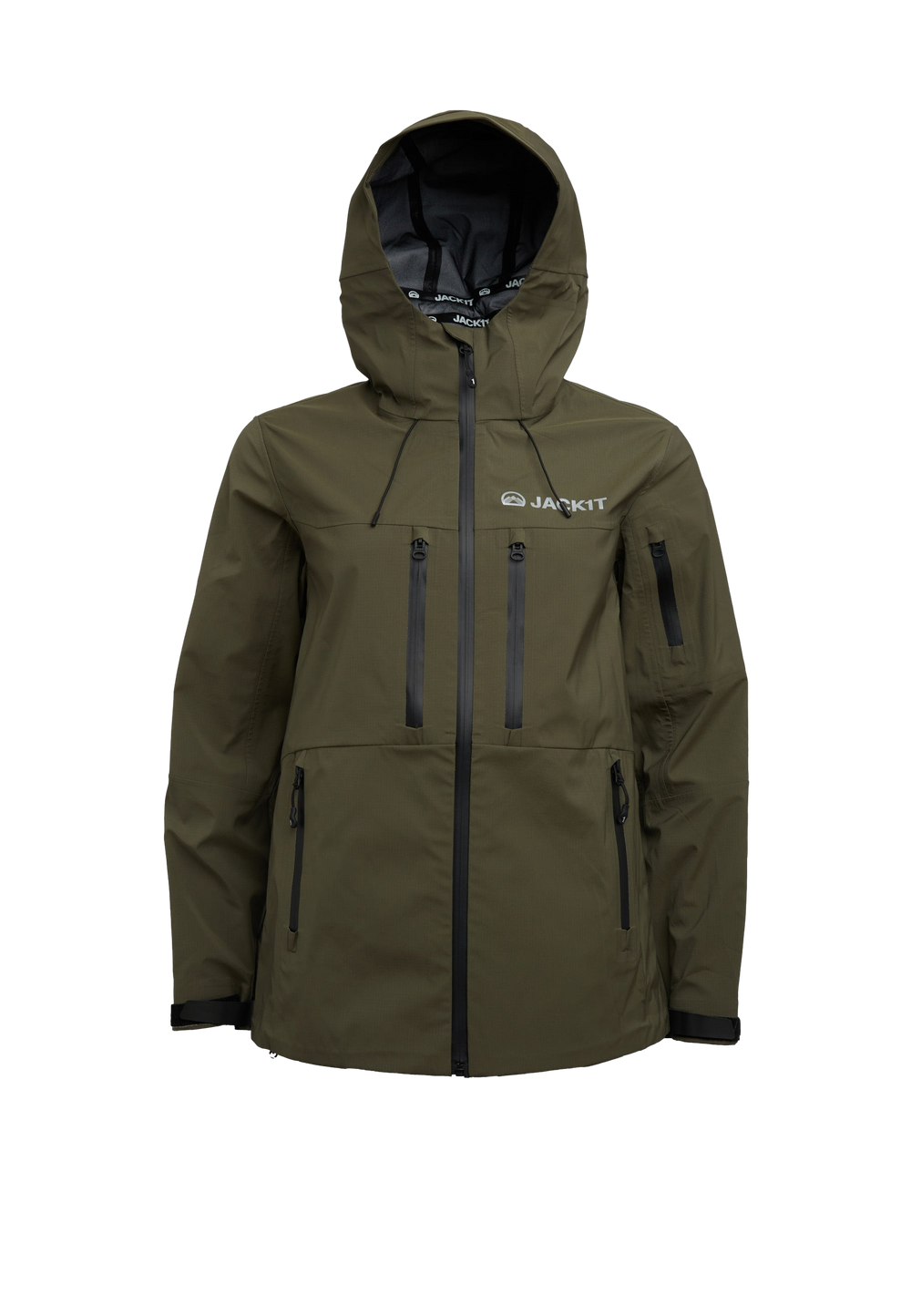 LITHIUM Waterproof Jacket Olive flat lay swatch