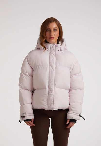 Helio Cropped Duvet Puffer Jacket in Soft Pink | JACK1T