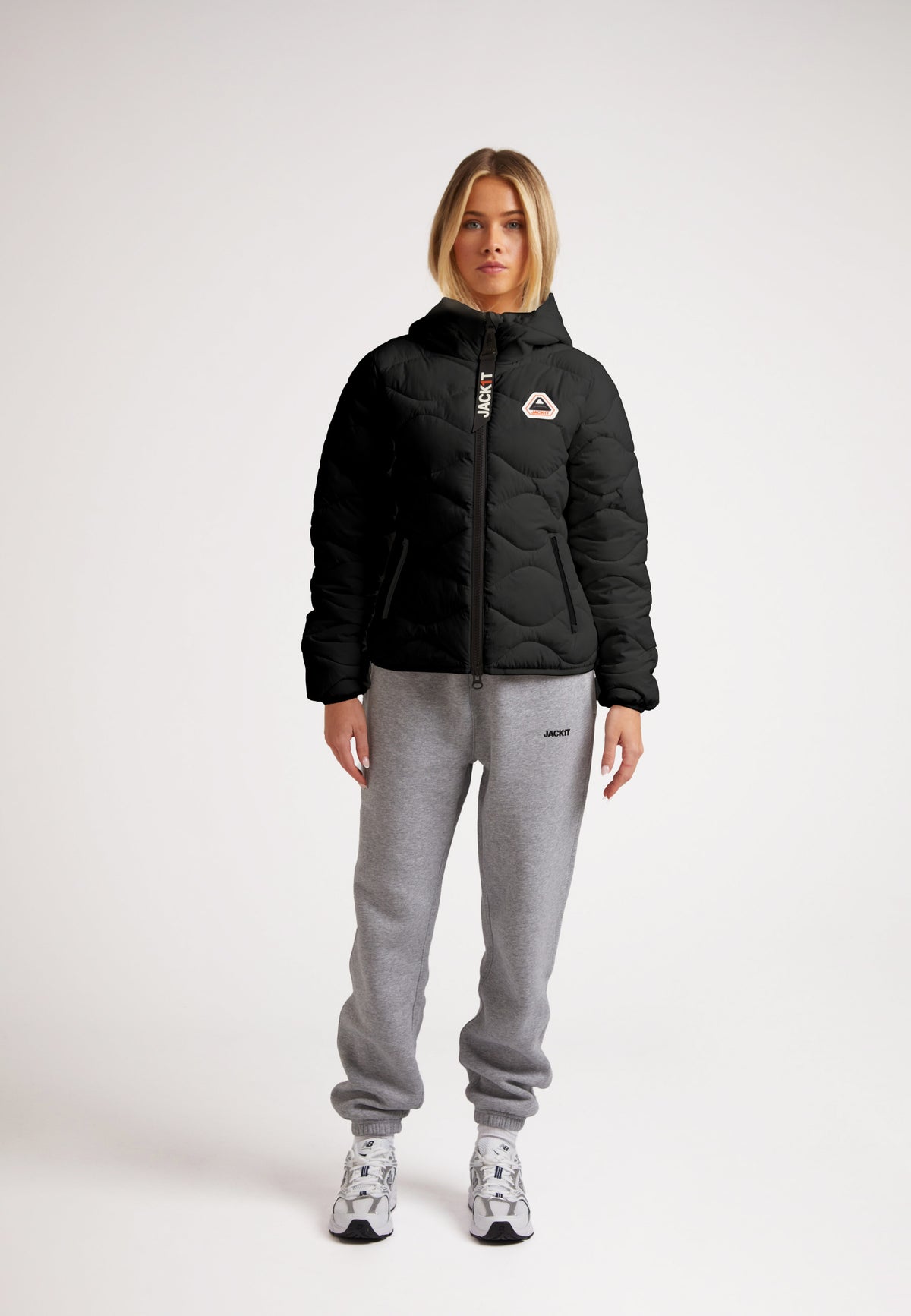 Model wearing ORB1T Quilted Puffer Jacket with onion baffle and soft touch fabric for comfort and style.