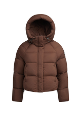 Cloud Crop Down Puffer Jacket Mocha flat lay swatch