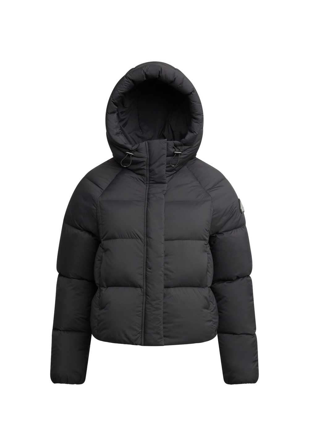 Cloud Crop Down Puffer Jacket Black flat lay swatch