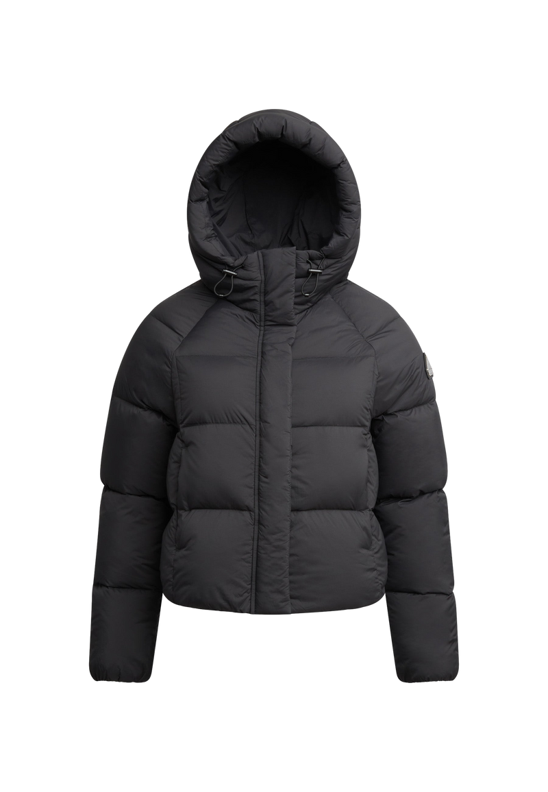 Cloud Crop Down Puffer Jacket Black flat lay swatch