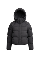 Cloud Crop Down Puffer Jacket Black flat lay swatch