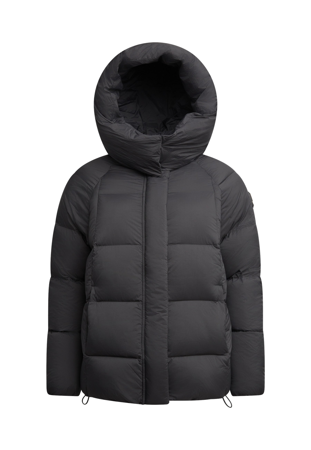 Cloud Prime Longline Down Puffer Jacket Black flat lay swatch