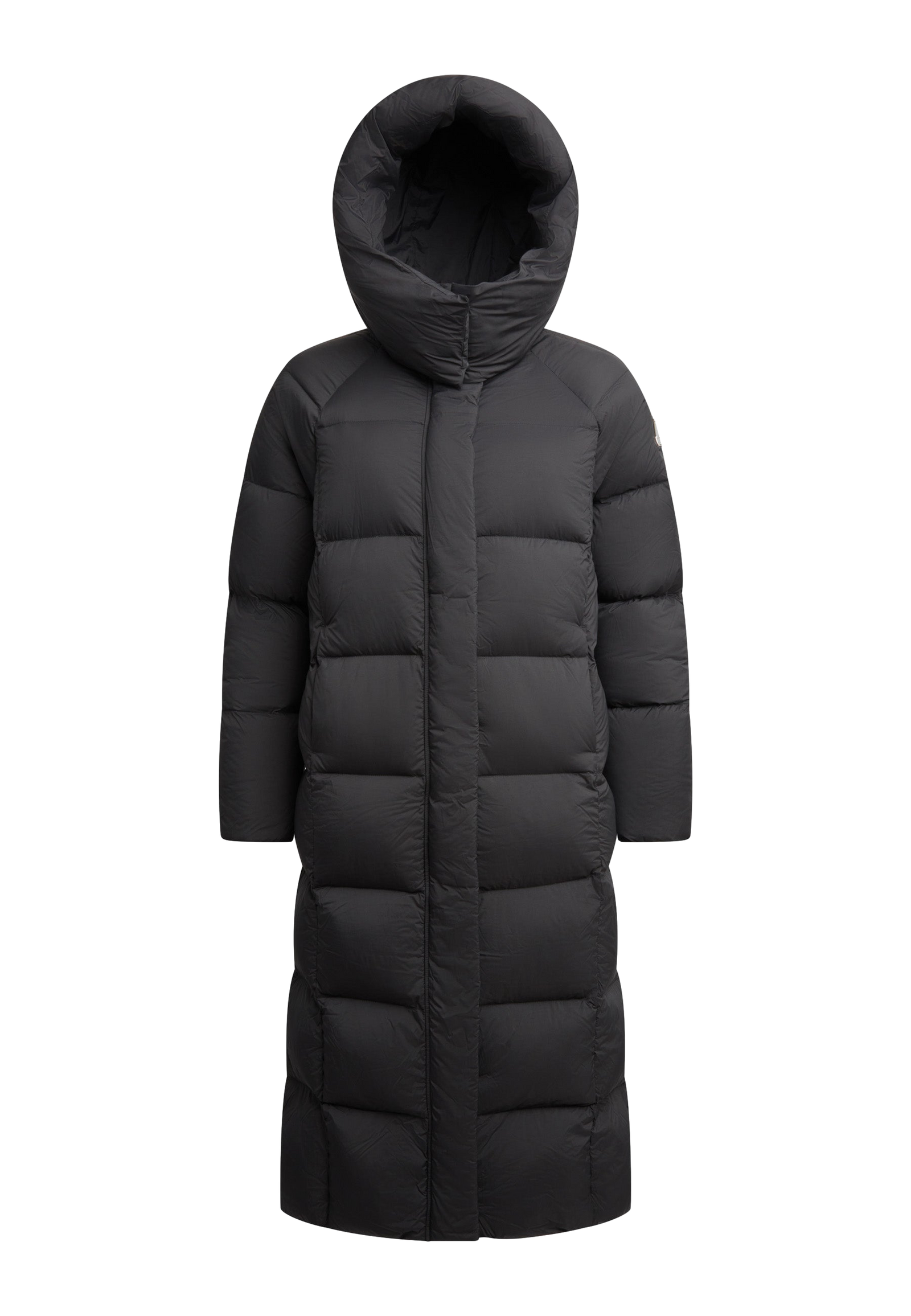 Cloud Ultra Long Down Puffer Coat Black flat lay swatch
