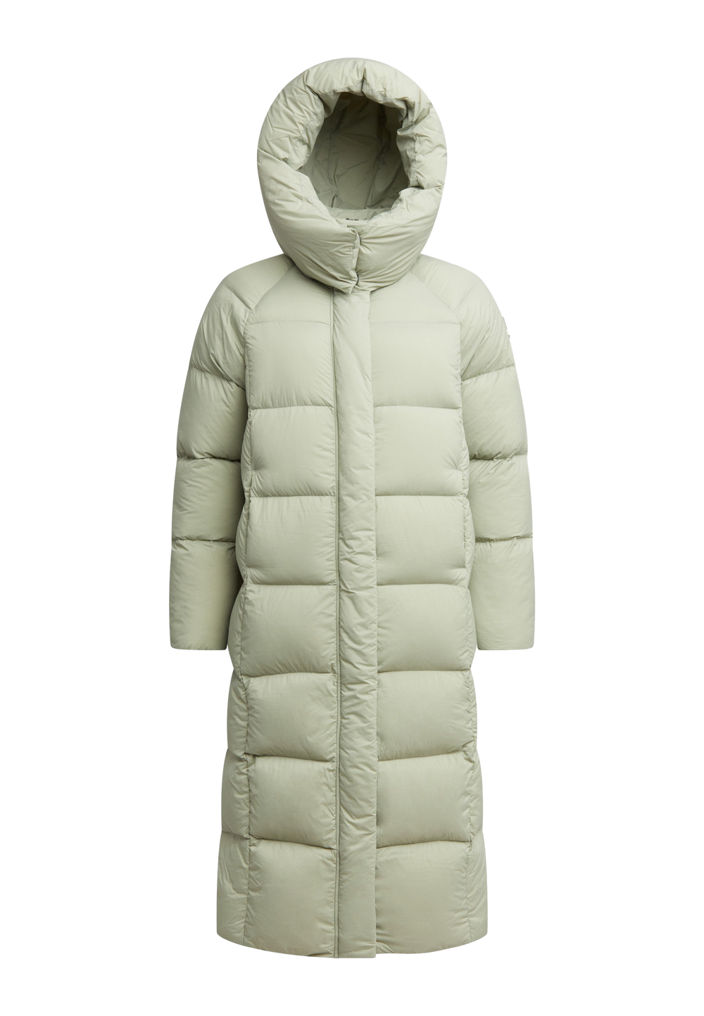 Cloud Ultra Long Down Puffer Coat Sage flat lay swatch