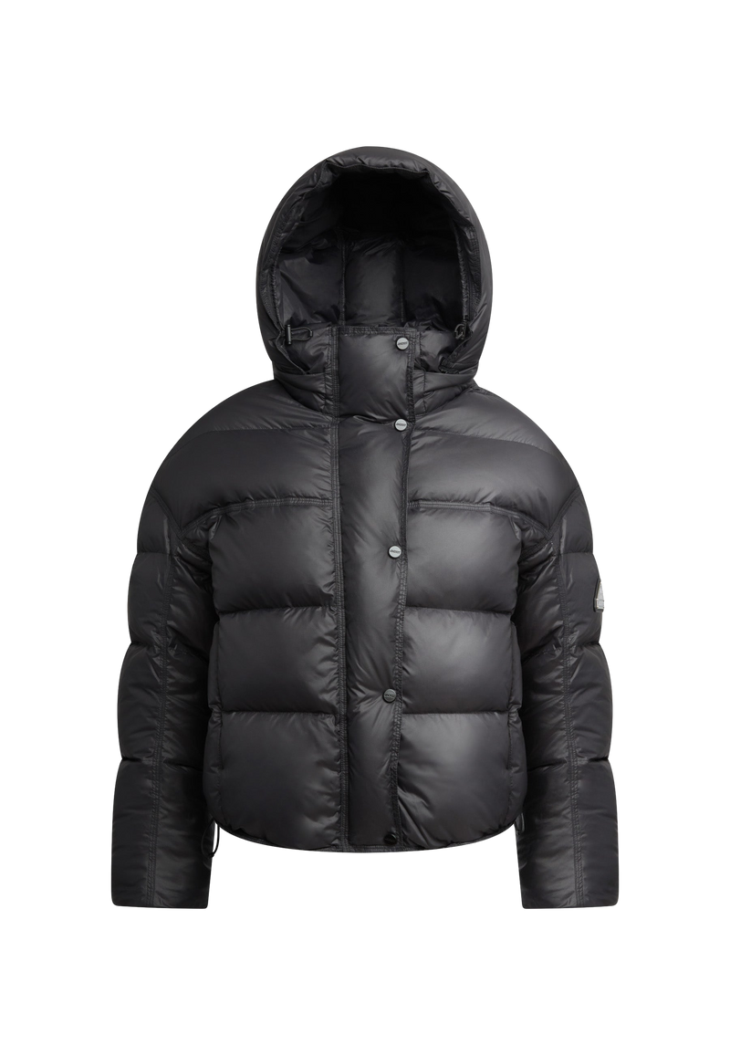 Cloud Boss Down Puffer Jacket Black flat lay swatch