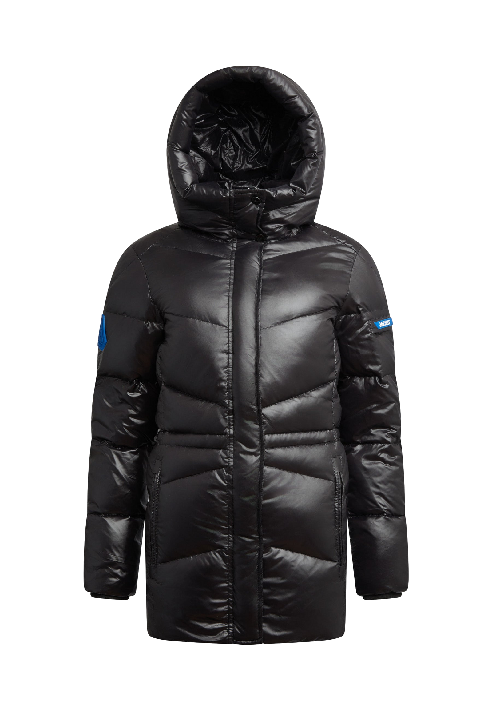 EZ Frontier Prime Down Puffer Coat flat lay swatch