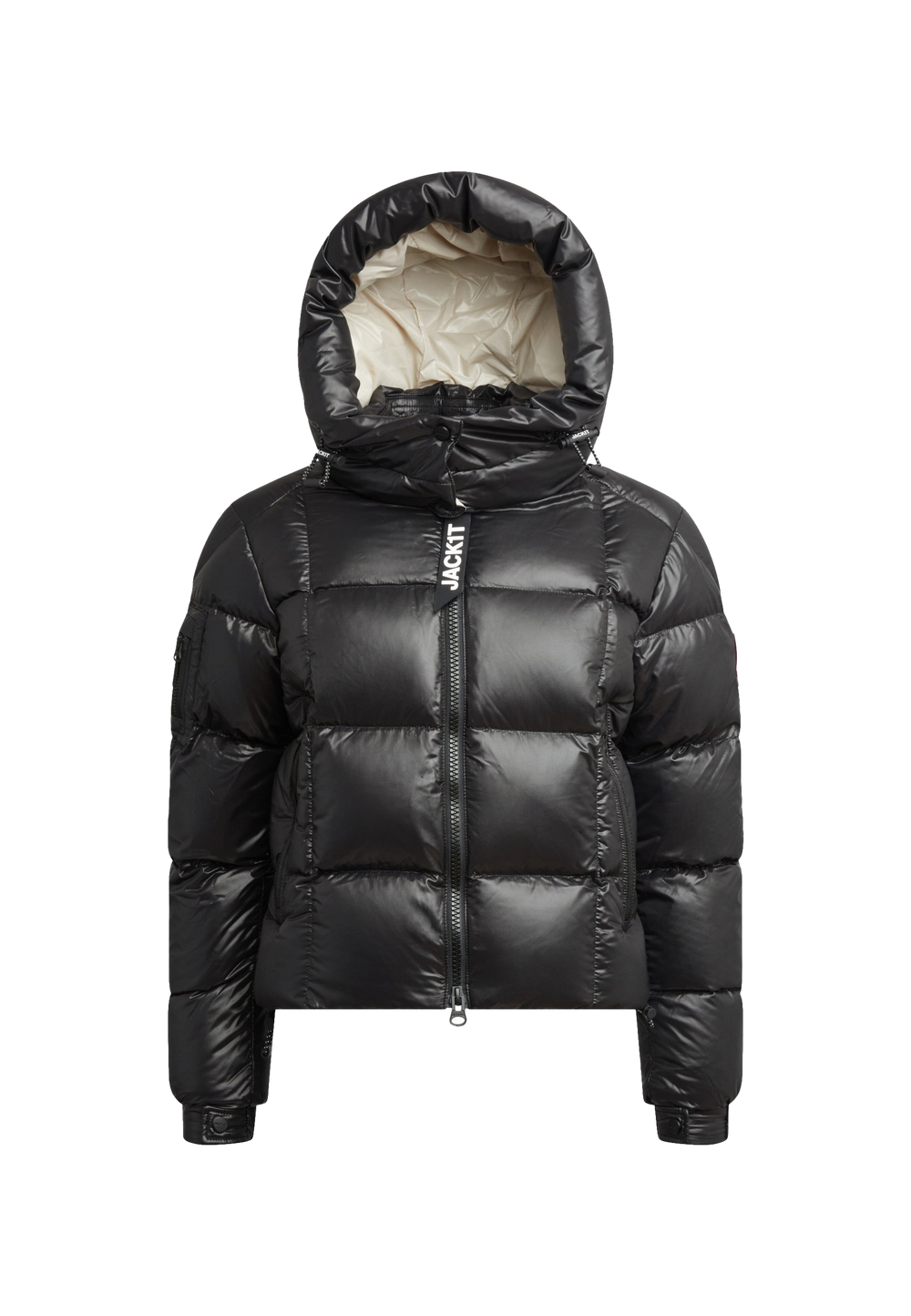 EZ Boxed Crop Down Puffer Jacket Lux Black flat lay swatch