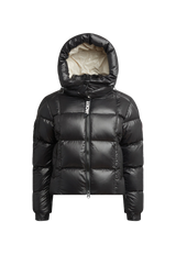 EZ Boxed Crop Down Puffer Jacket Lux Black flat lay swatch