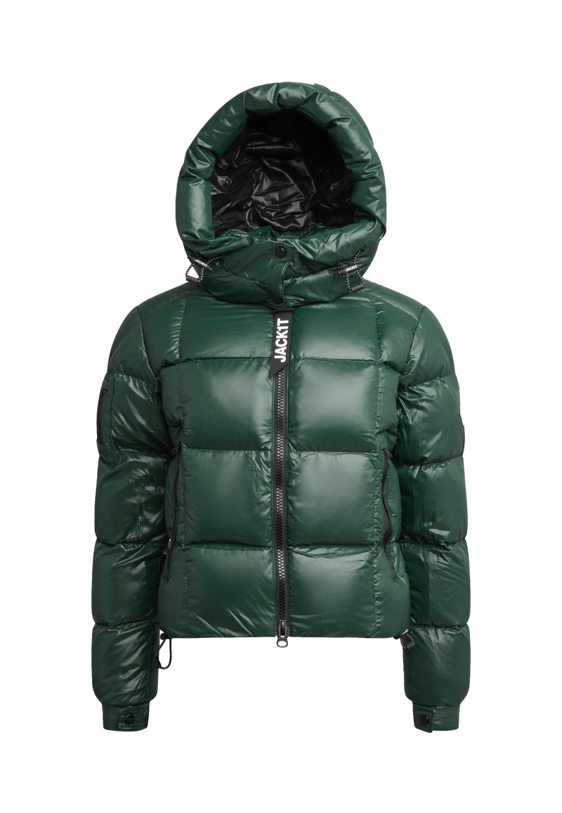 EZ Boxed Crop Down Puffer Jacket Lux Emerald flat lay swatch