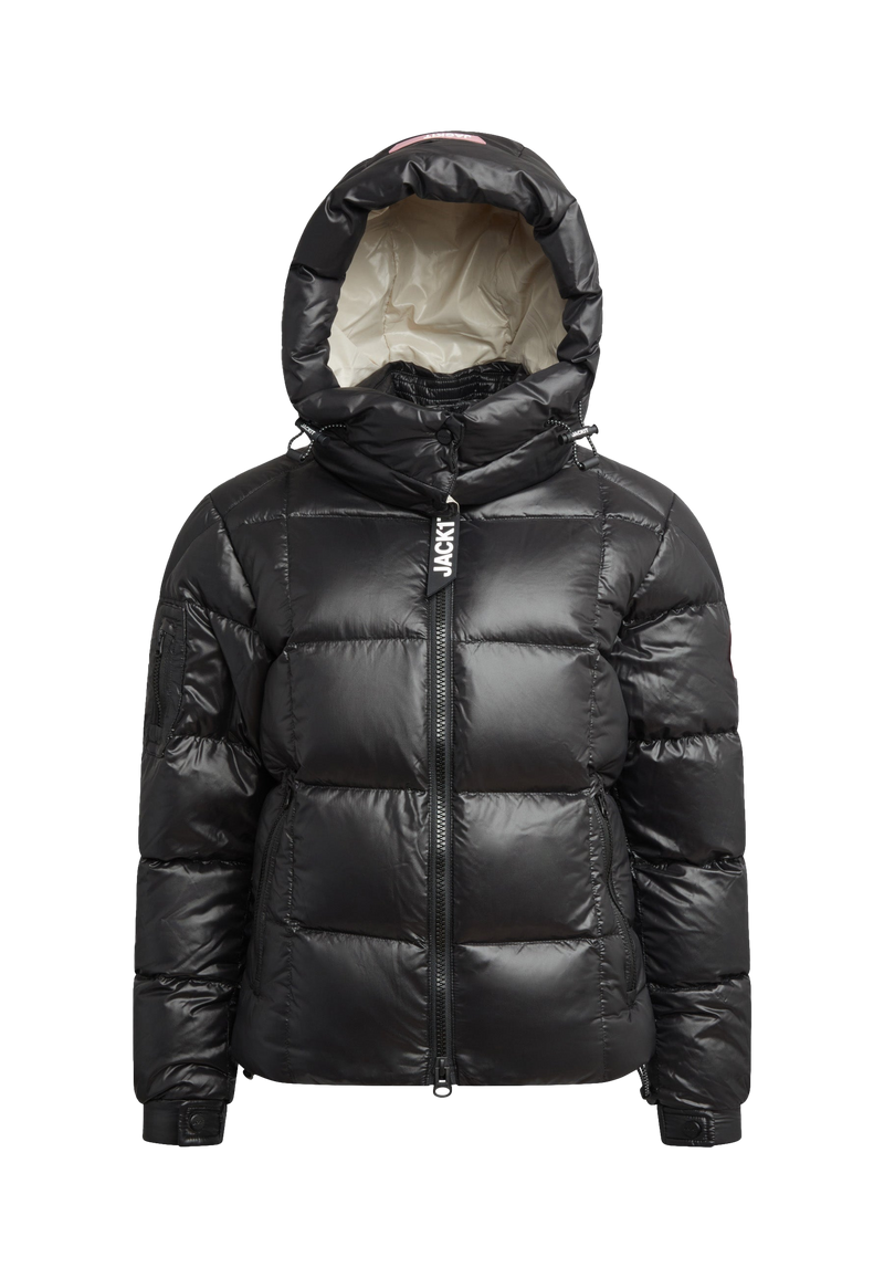 EZ Boxed Racer Down Puffer Jacket Lux Black flat lay swatch