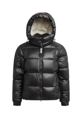 EZ Boxed Racer Down Puffer Jacket Lux Black flat lay swatch