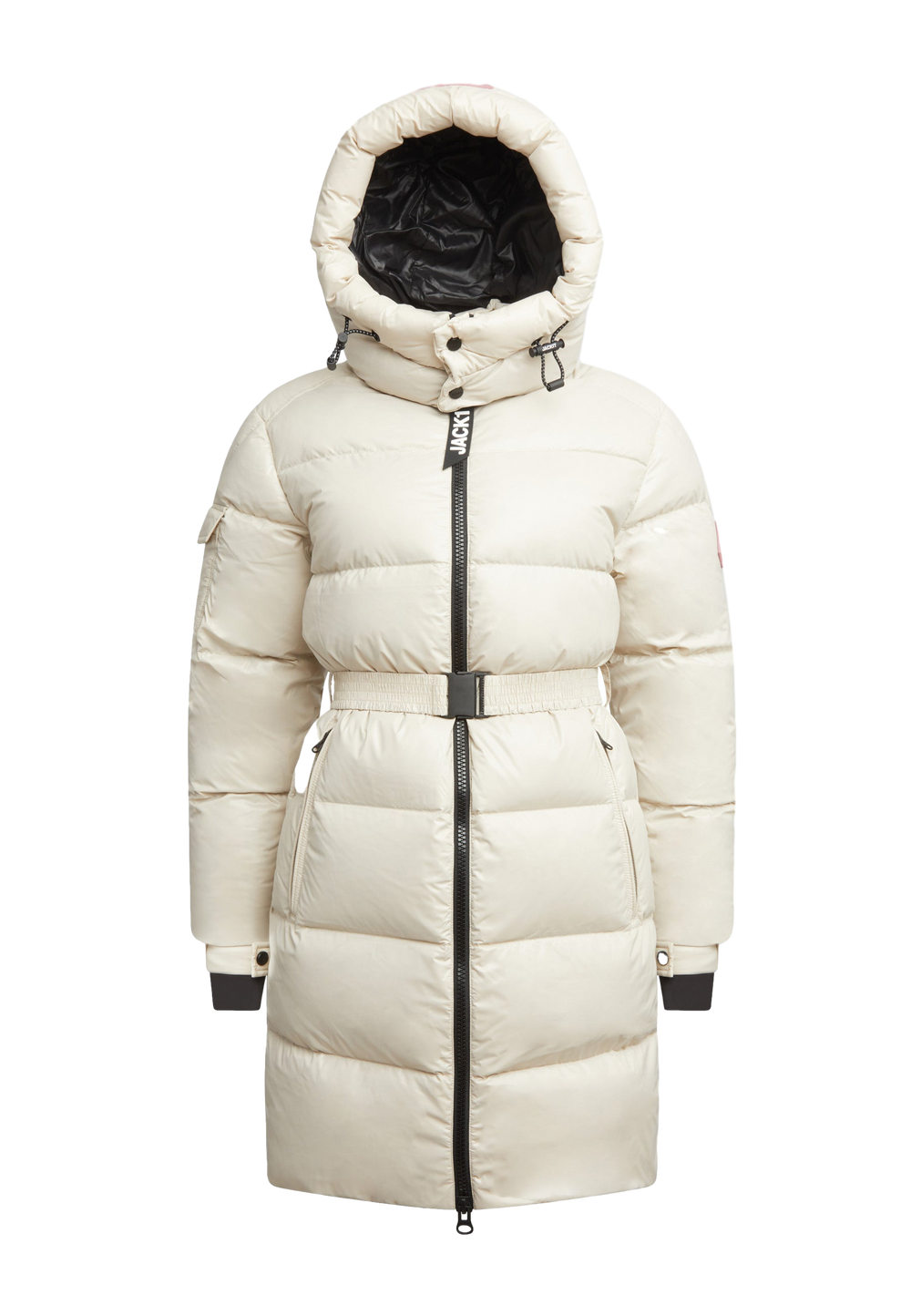 EZ Belted Down Puffer Coat Lux Stone flat lay swatch