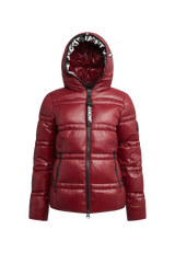 R4D Tramline Puffer Racer Jacket Lux Cranberry flat lay swatch