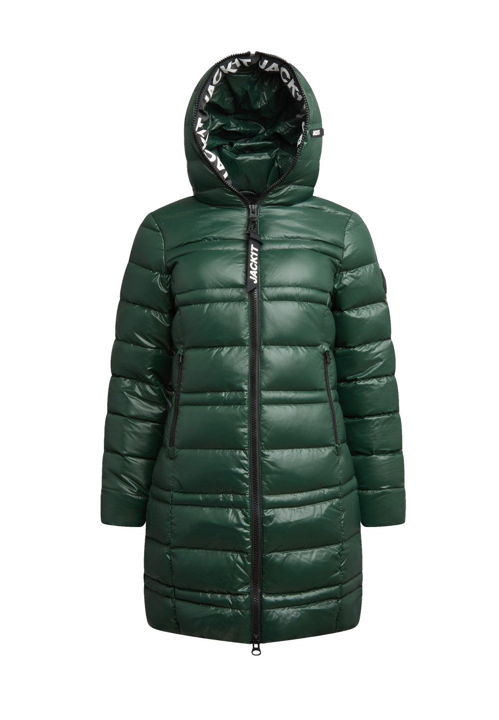 R4D Tramline Down Coat Lux Emerald flat lay swatch