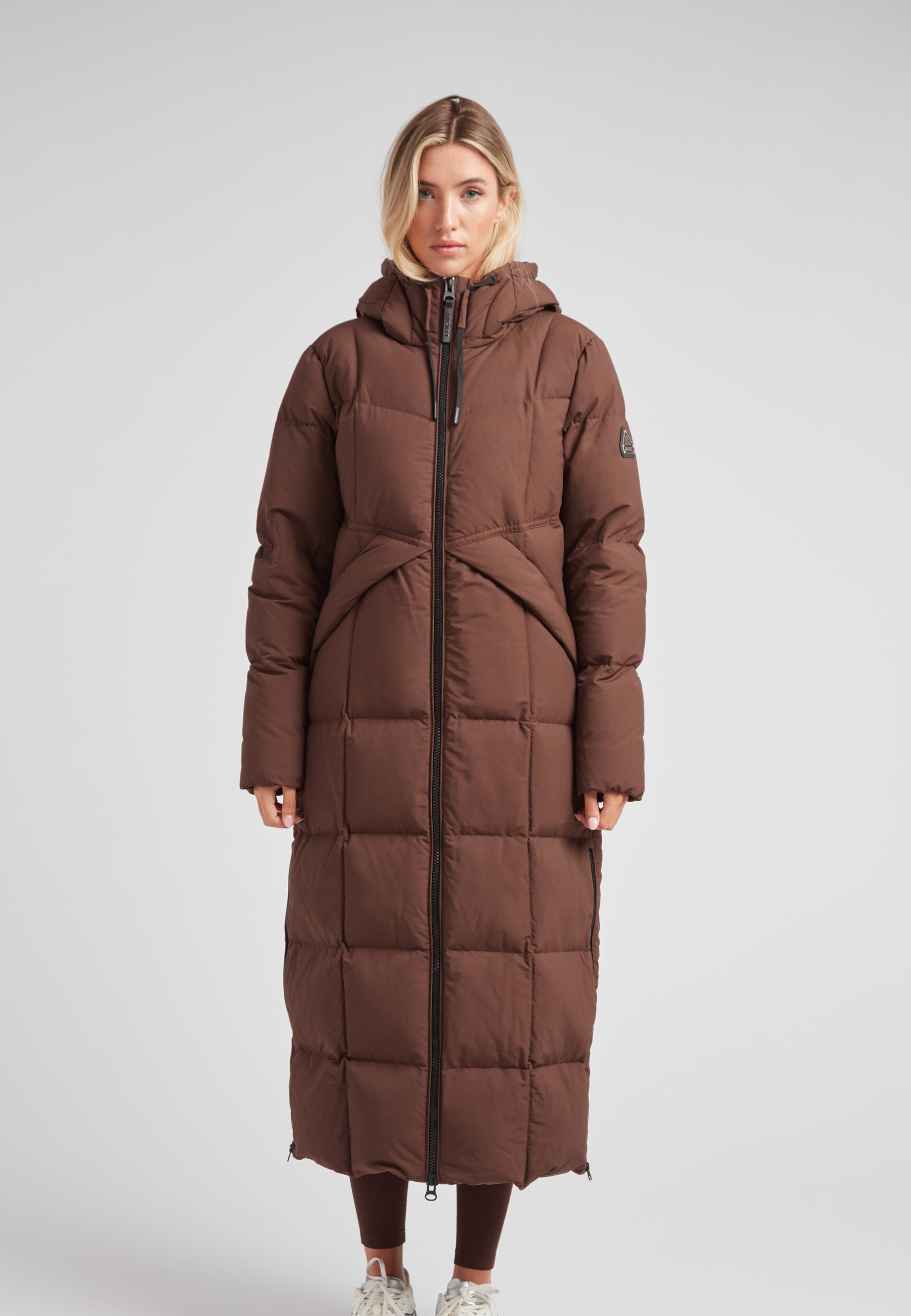 Black Star Extra Long Down Coat Matt Mid Brown | JACK1T