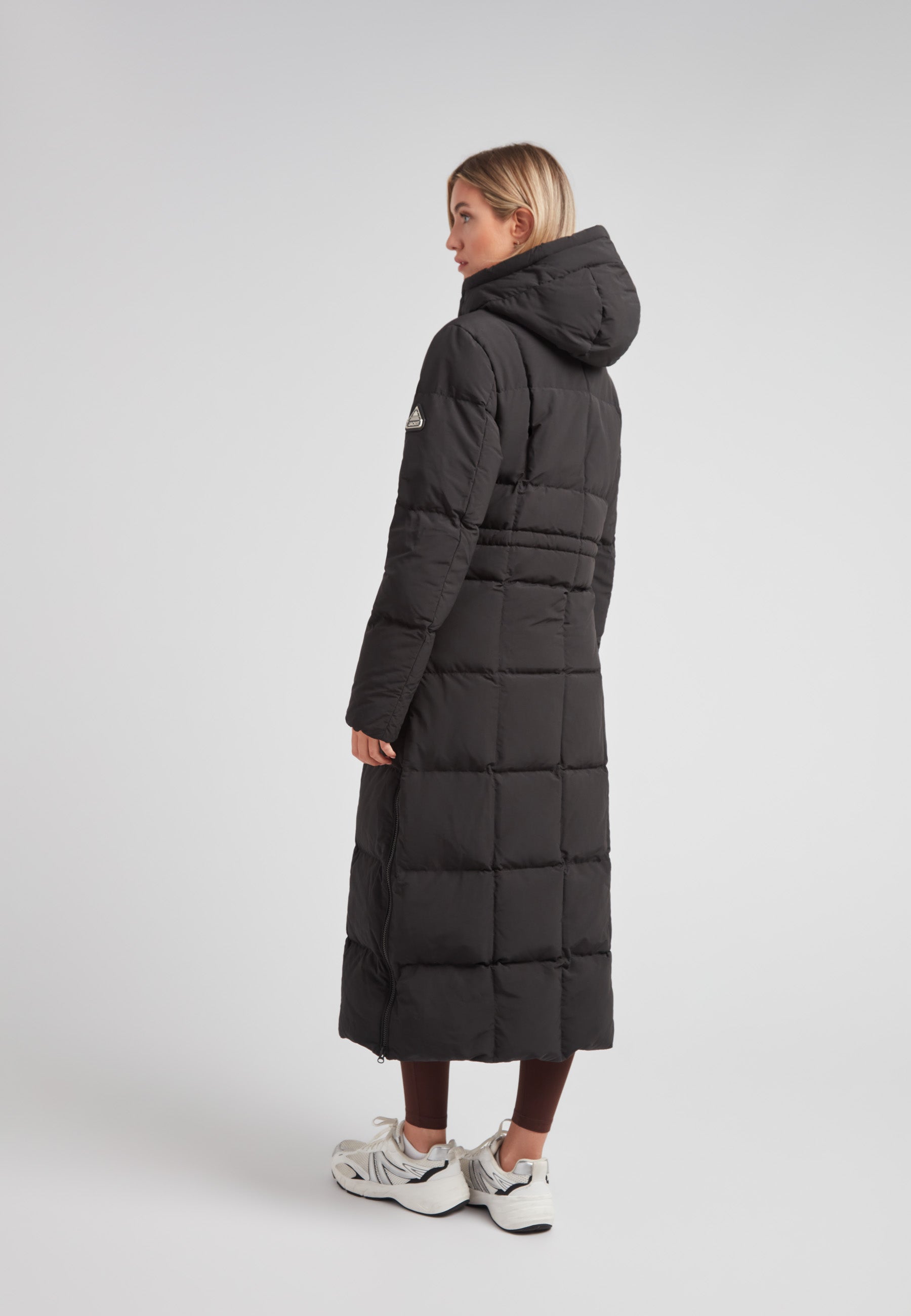 Black Star Extra Long Down Coat Matt Black | JACK1T