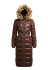Diamond Belted Extra Long Down Coat Mid Brown Natural