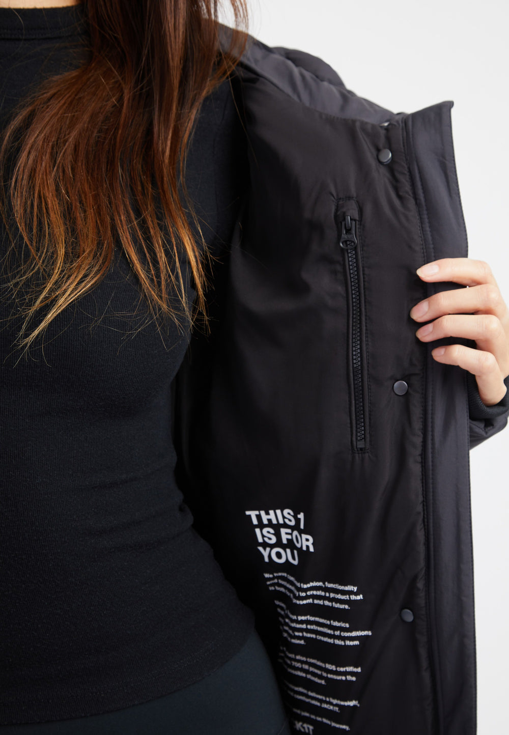 Star Shower Down Puffer Jacket Black detail shot by JACK1T