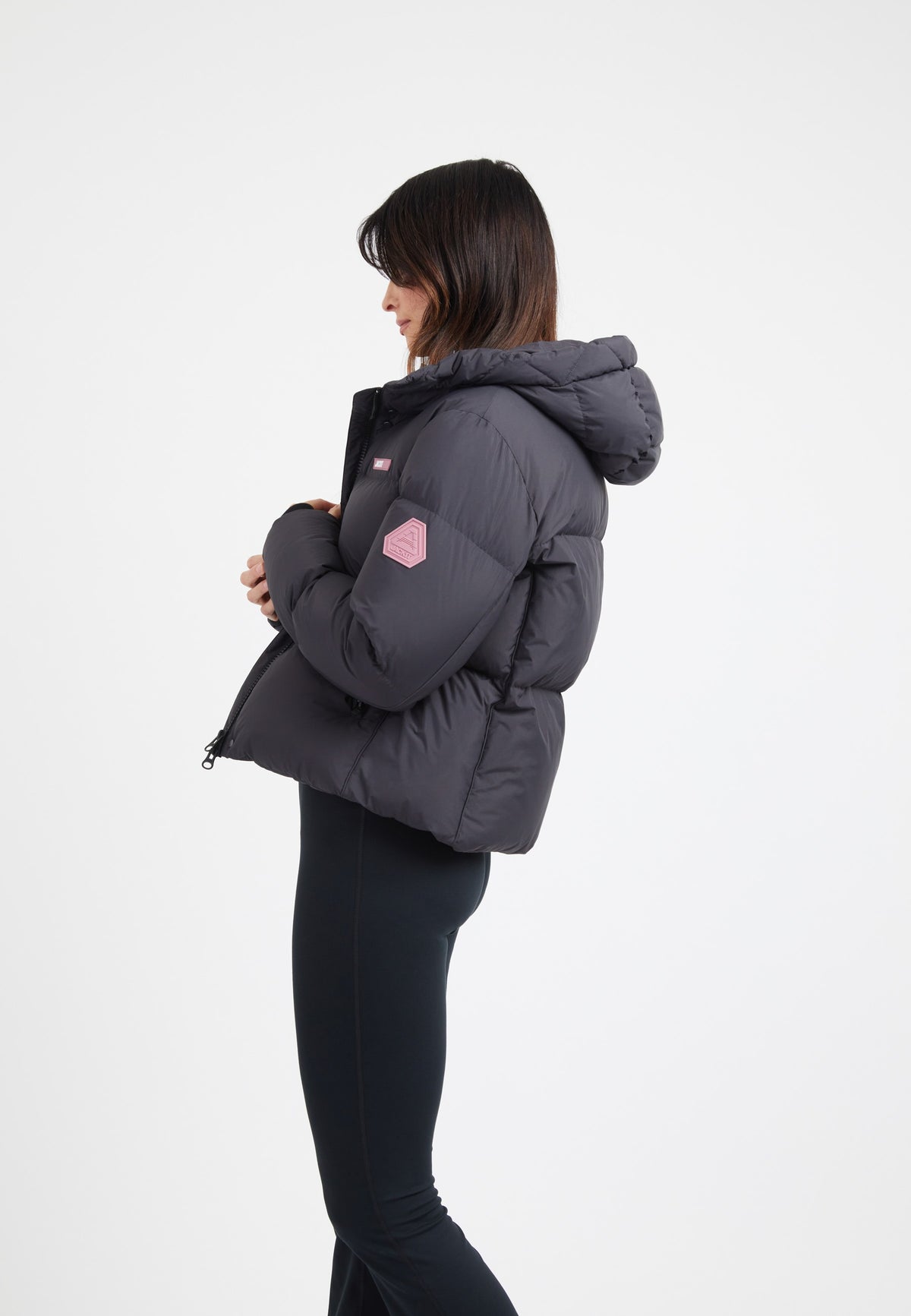 Star Shower Down Puffer Jacket Black on model back view by JACK1T
