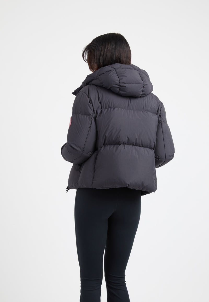 Star Shower Down Puffer Jacket Black on model full length by JACK1T