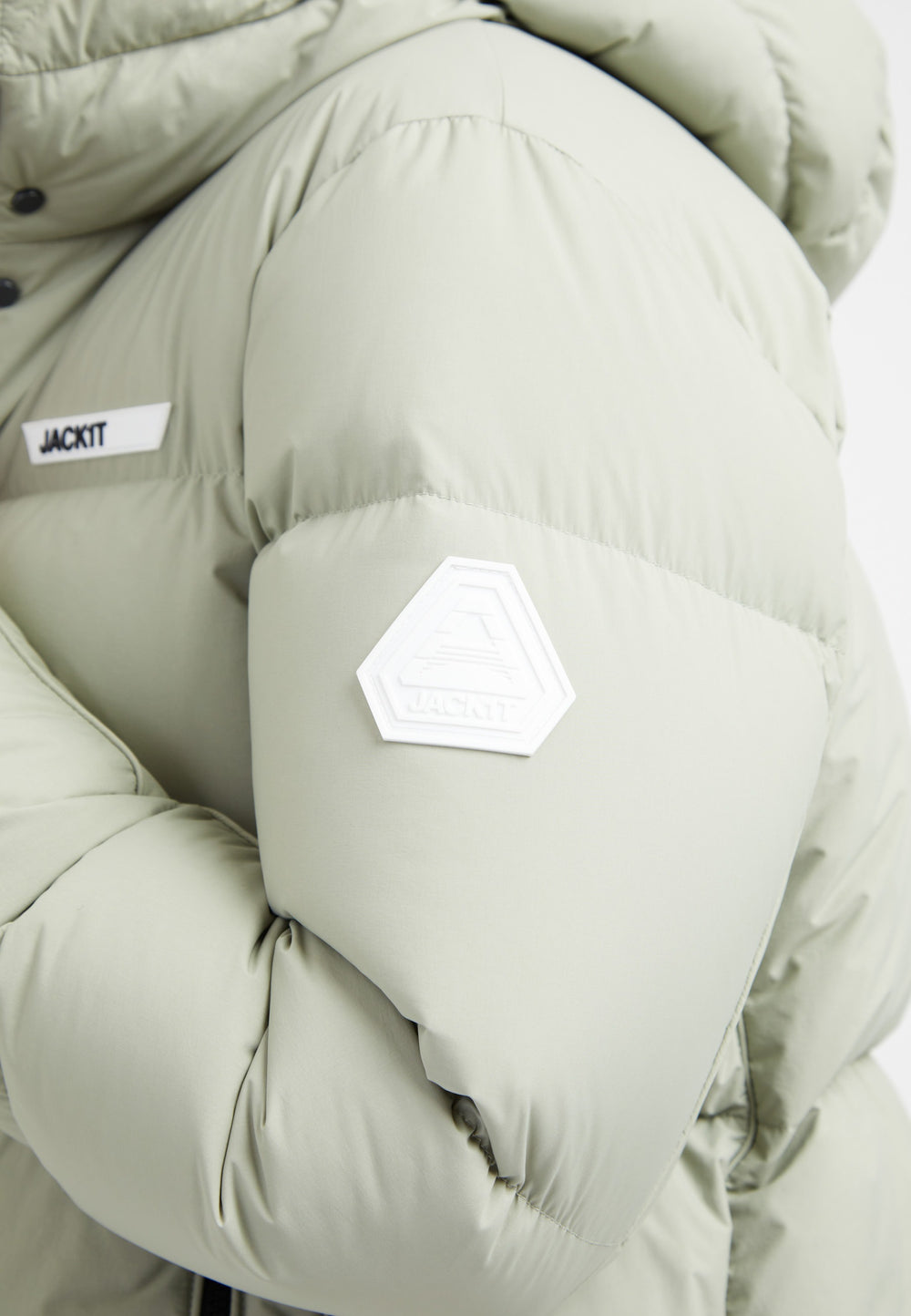 Star Shower Down Puffer Jacket Sage detail shot by JACK1T