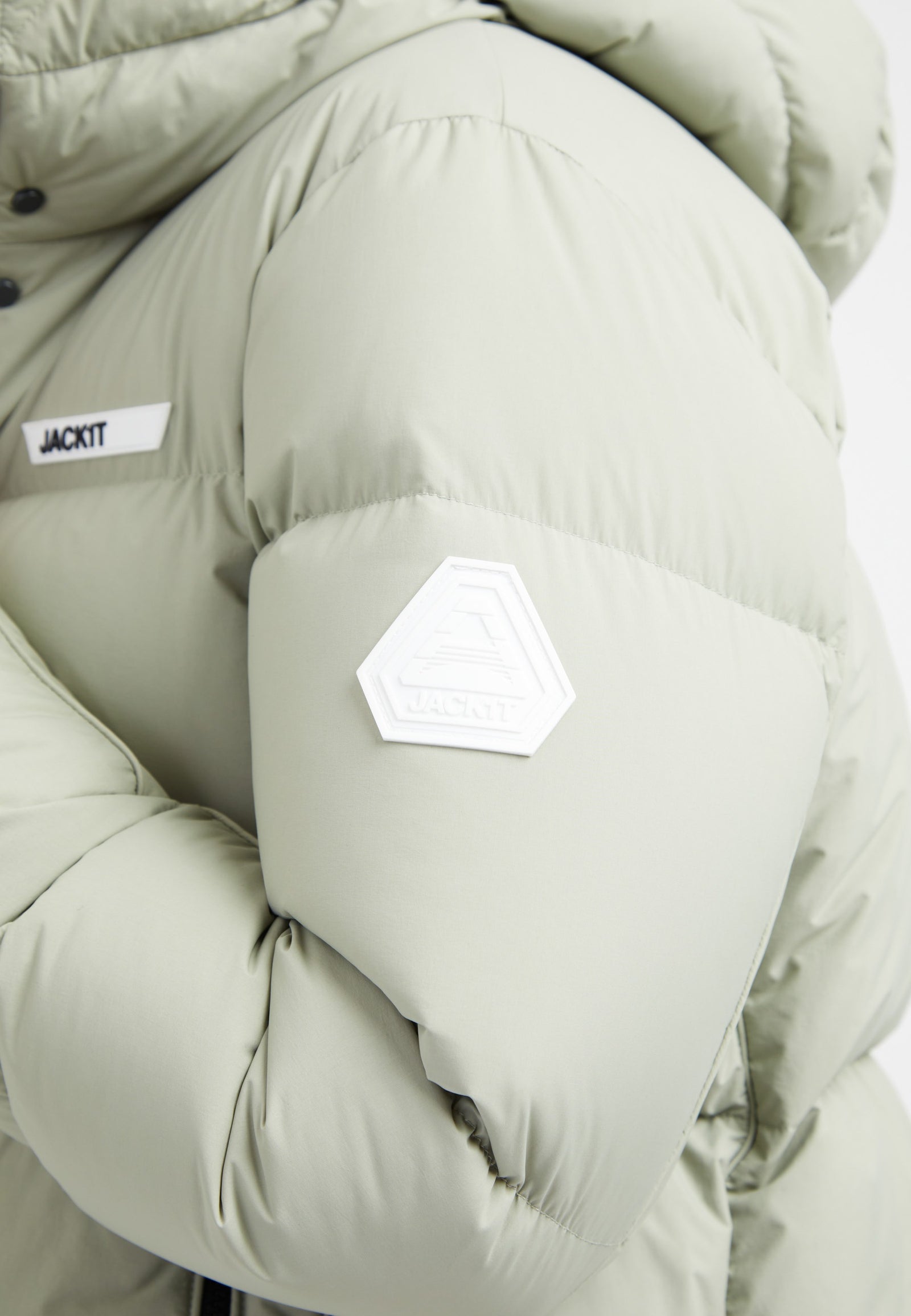 Star Shower Down Puffer Jacket Sage detail shot by JACK1T