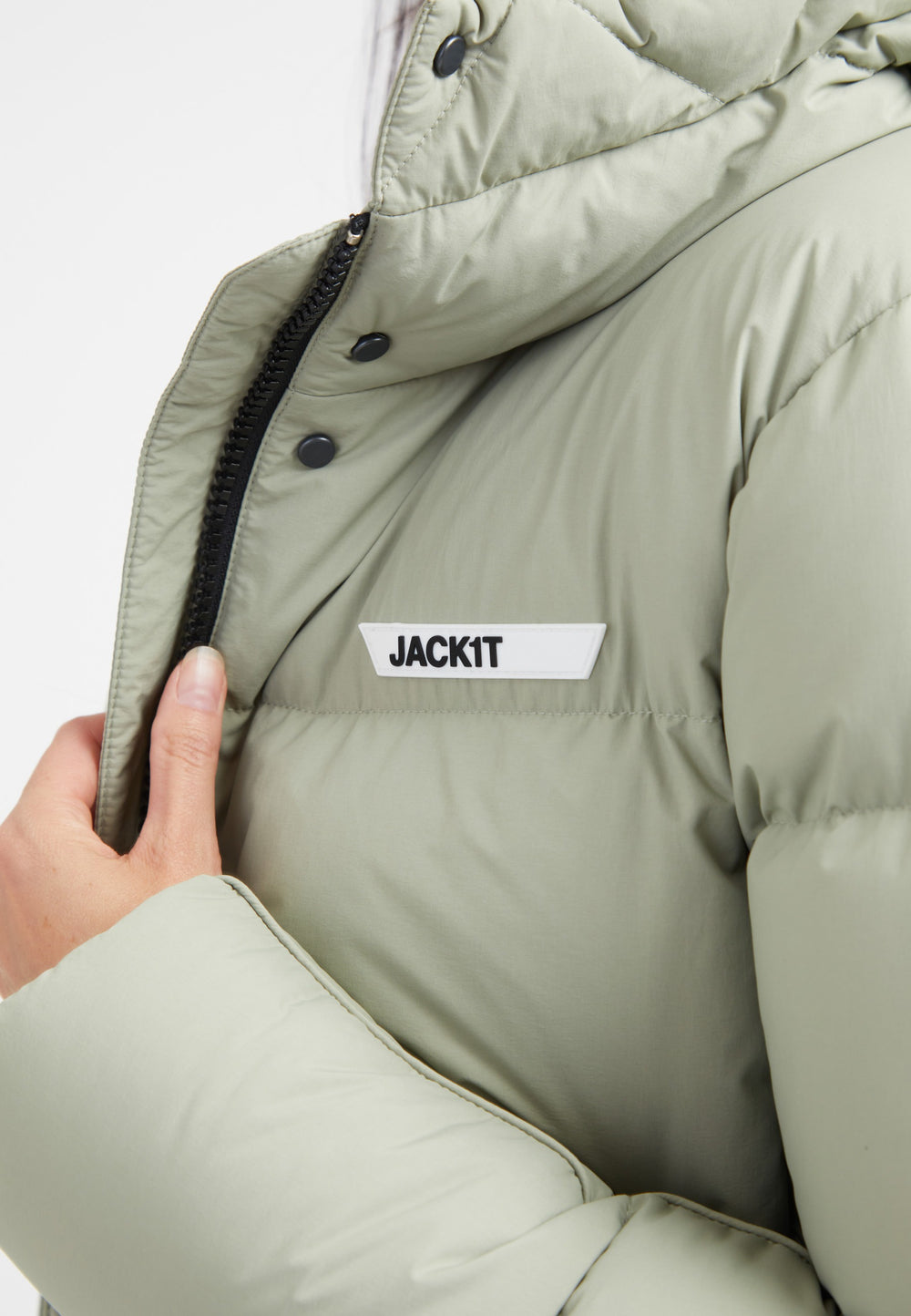 Star Shower Down Puffer Jacket Sage detail shot by JACK1T